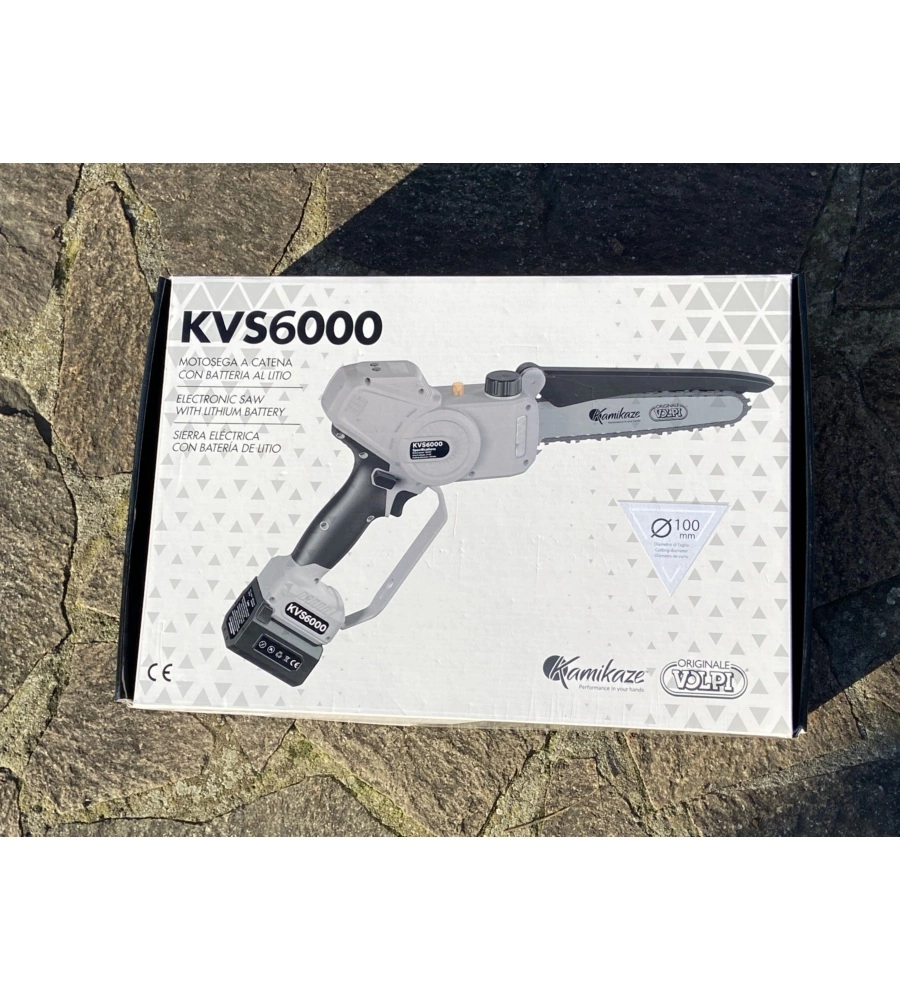 Potatore a catena a batteria volpi "kvs6000" barra 19 cm 2 x 21,6v 4,0h